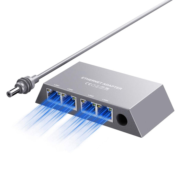 4-Port Gigabit Ethernet Adapter for Starlink Gen 3 & Mini | Unlock Stable, High-Speed Wired Internet for 4 Devices